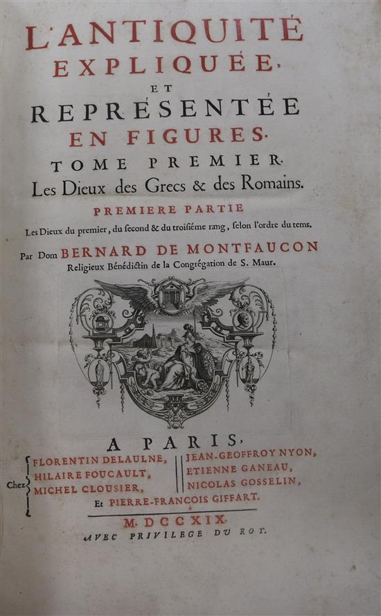 LAntiquite De Montfaucon, leather bound book, folio of antiquities